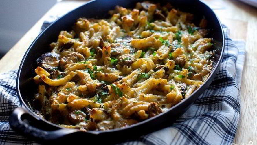 Рецепт грибы, запеченные с макаронами