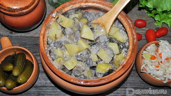 Рецепт Лесные грибы с картофелем в горшочках