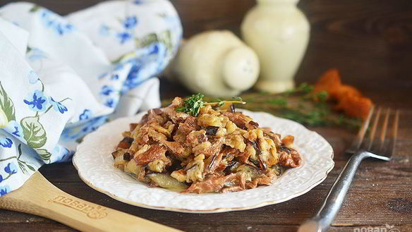 Рецепт Лисички с баклажанами жареные