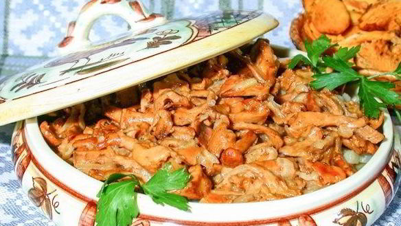 Рецепт Лисички, жареные в сметане