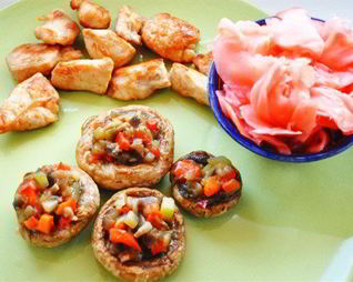 Шампиньоны, фаршированные овощами