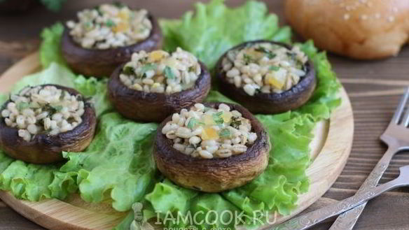 Рецепт Шампиньоны, фаршированные перловкой