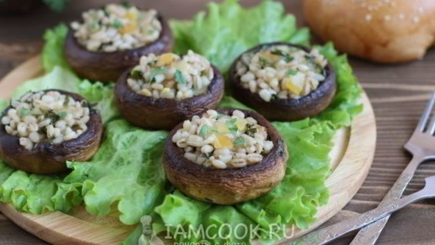 Рецепт шампиньоны, фаршированные перловкой