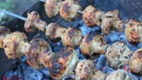 шампиньоны на костре