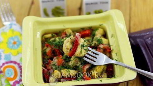 шампиньоны с болгарским перцем и пармезаном