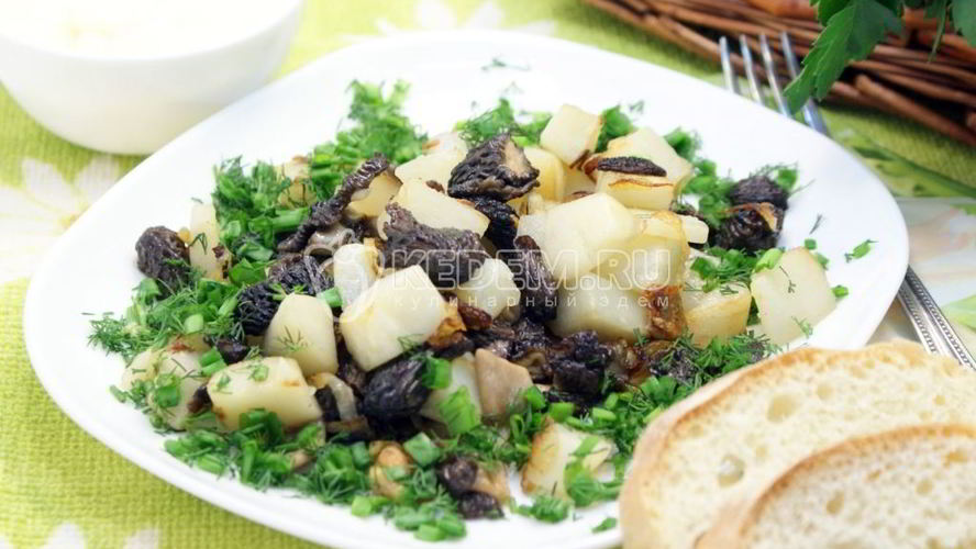 Рецепт сморчки жареные с картофелем