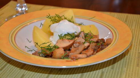 жареные белые грибы