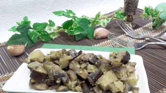 Рецепт Жареные грибы с баклажанами