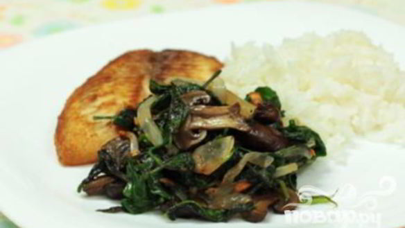 Рецепт Жареные грибы со шпинатом
