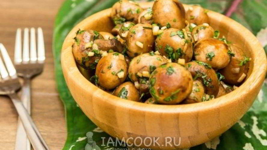 Рецепт жареные шампиньоны с чесноком и кинзой