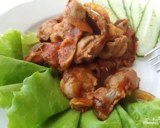 Гуляш из желудков куриных