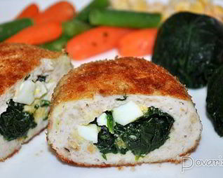 Куриные котлеты со шпинатом и яйцом