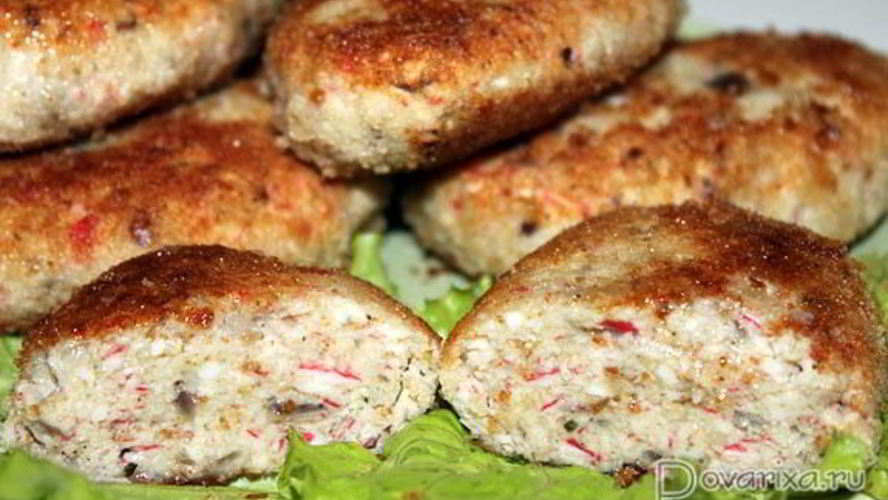 Рецепт рыбные котлеты с крабовыми палочками
