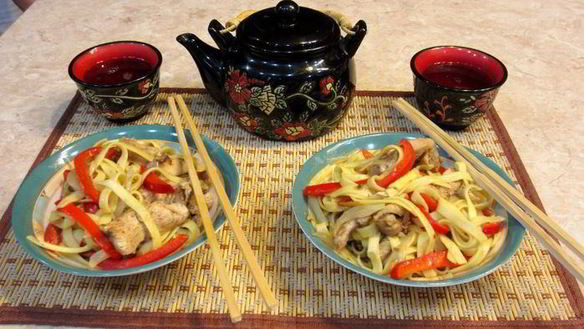 Рецепт Лапша с куриной грудкой по-китайски