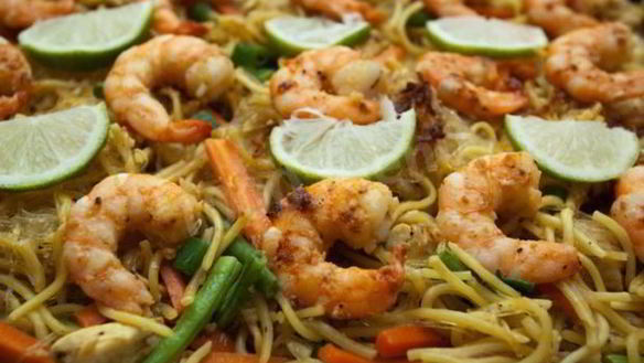 Рецепт Лапша со свининой и креветками