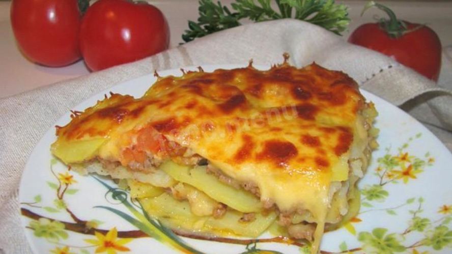 Рецепт картофельная лазанья с фаршем в духовке