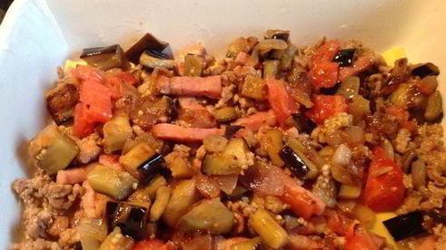 лазанья с баклажанами и индейкой