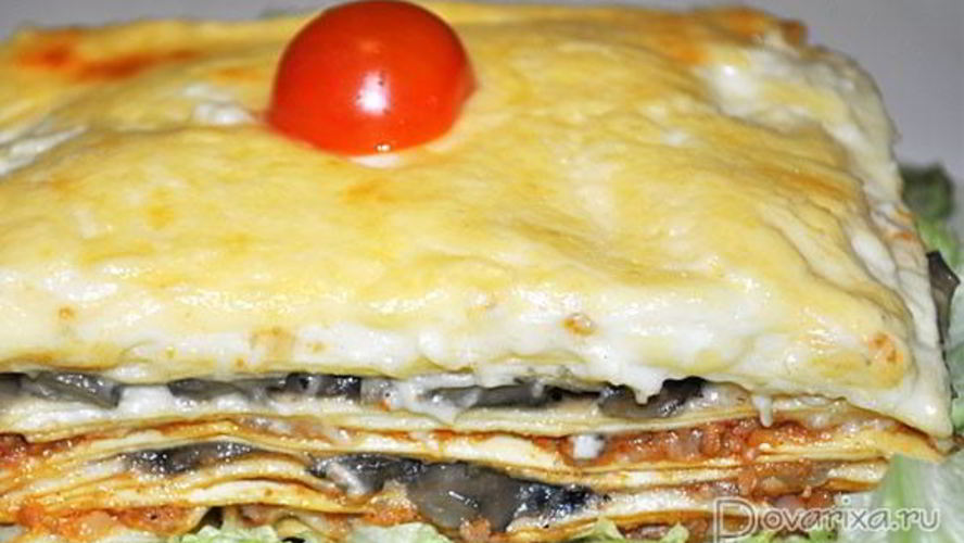 Рецепт лазанья с фаршем и грибами