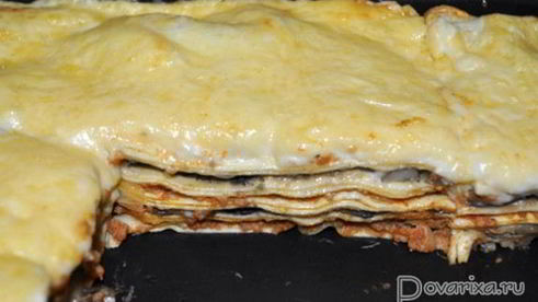 лазанья с фаршем и грибами