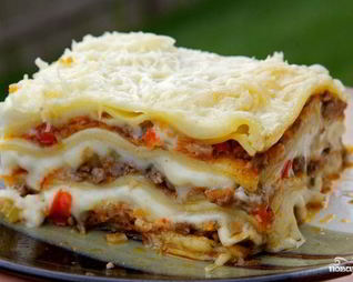 Лазанья с фаршем и овощами