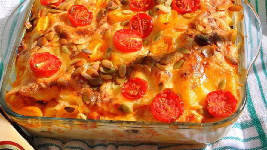Рецепт лазанья с кабачками и помидорами с сыром джюгас