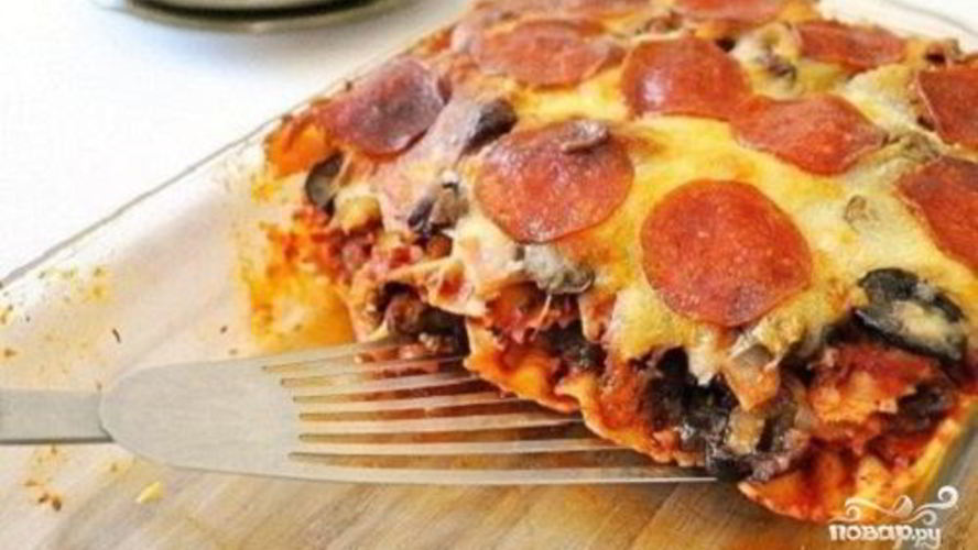 Рецепт лазанья с колбасой и сыром