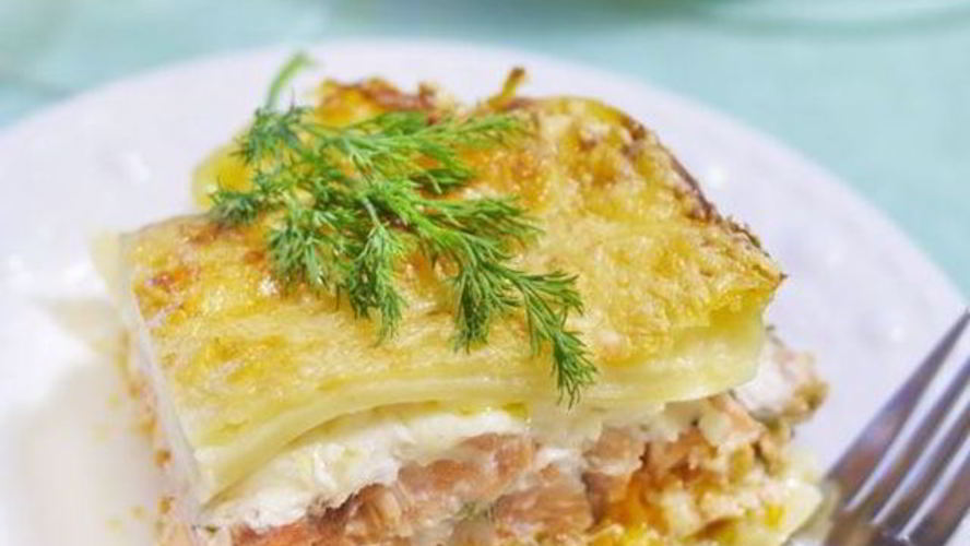 Рецепт лазанья с лососем и укропом