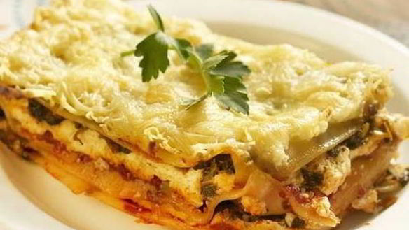 Рецепт Лазанья с луком-пореем и шпинатом