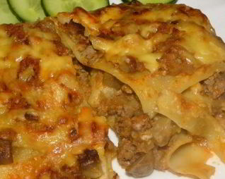 Лазанья с мясом и грибами