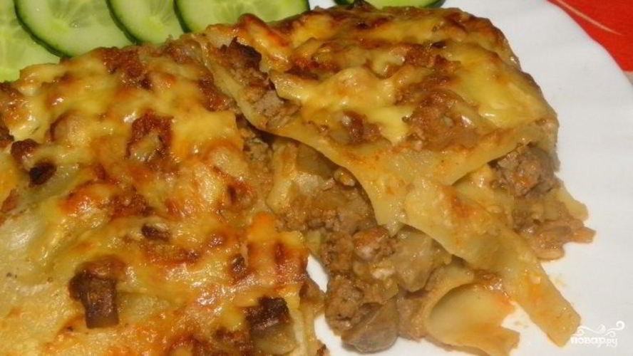 Рецепт лазанья с мясом и грибами