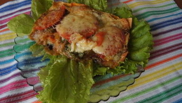 Рецепт Овощная лазанья из лаваша с лечо и баклажаном