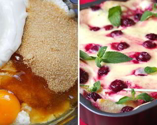 Вишнево-творожная лазанья