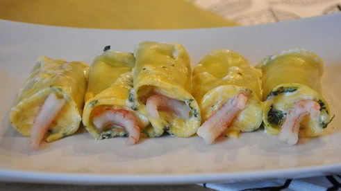 каннеллони с креветками и шпинатом
