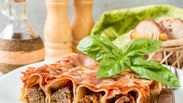 Рецепт Каннелони с говядиной и тыквой