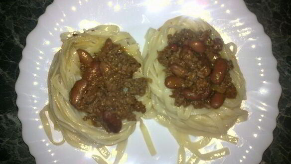 Рецепт Макароны гнезда с начинкой