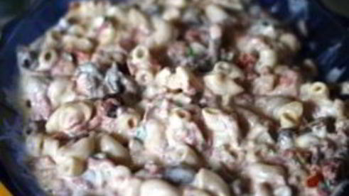 макароны с копченой колбасой