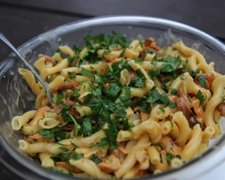 Макароны с лисичками