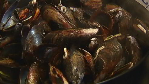 макароны с мидиями под соусом из сидра