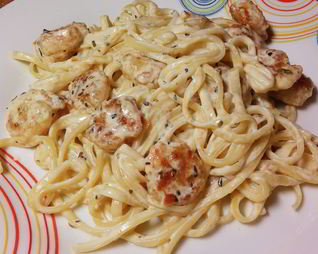 Паста феттучини с креветками