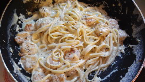 паста феттучини с креветками