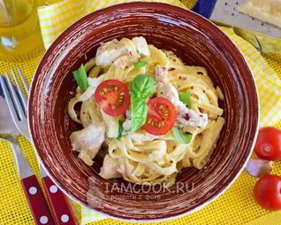 Паста карбонара с курицей по-итальянски