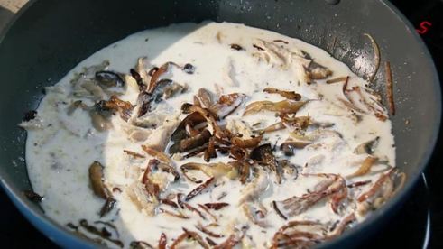 паста с курицей с грибами