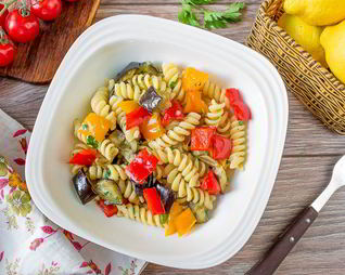 Паста с печеными овощами