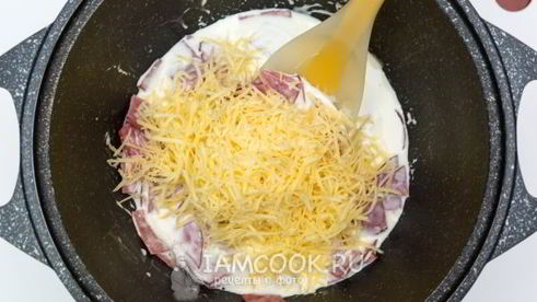 паста с ветчиной и сыром