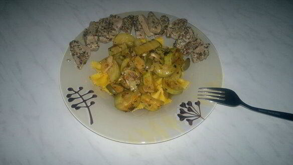 Рецепт Пикантные макароны и свиная вырезка с горчицей