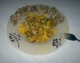 Пикантные макароны и свиная вырезка с горчицей