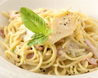 Спагетти карбонара с шампиньонами