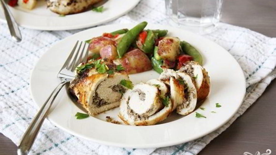 Рецепт грудка, фаршированная грибами и сыром