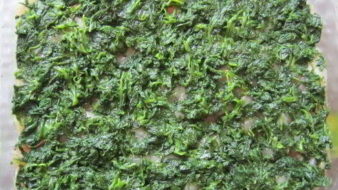 куриная грудка в шубке из шпината и соуса бешамель