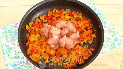 куриное филе с овощами и грибами